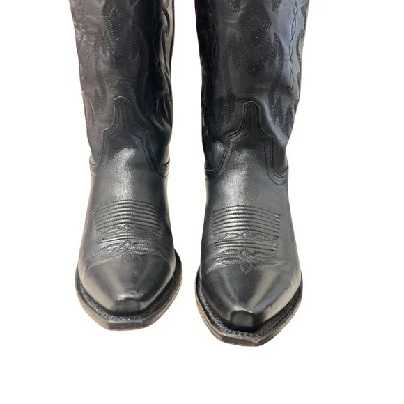 Old West Black Heeled Boots - Picture 5 of 9